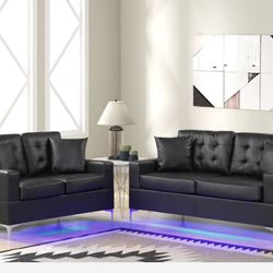 Miami Black LED Living Room Set ( sectional couch sofa loveseat options