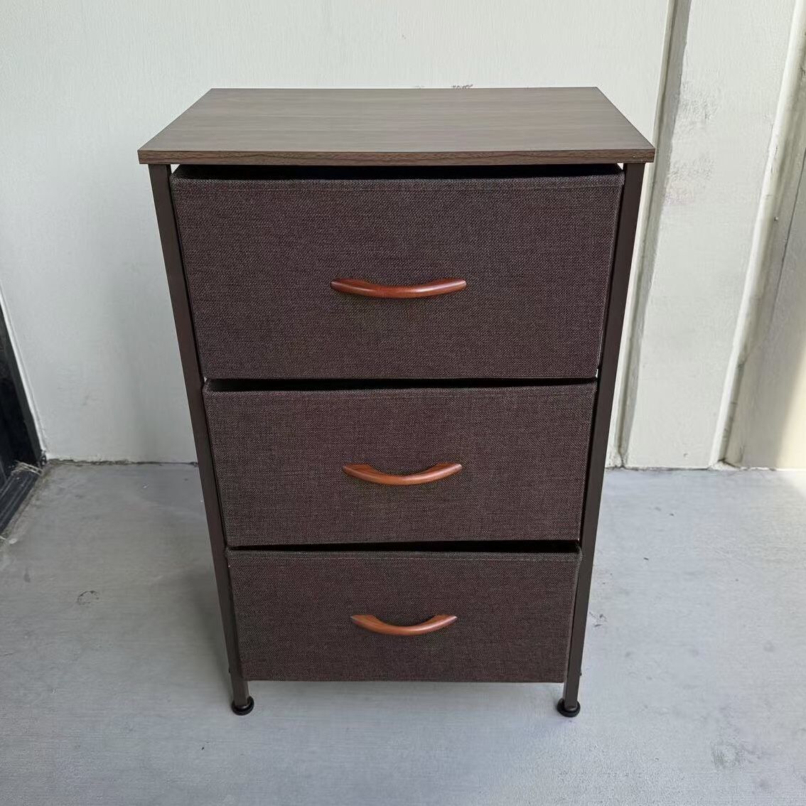 New In Box 18x12x28 Inch Tall 3 Drawer Brown Night Stand Side Cabinet Shelf Storage Organizer 