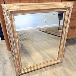 VTG Ornate Gold Wood Beveled Wall Mirror 21x25