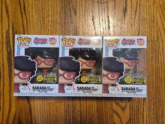 Funko Pop! Sarada with Sharingan #1358 Glow in the Dark Entertainment Earth Exclusive – Lot of 3