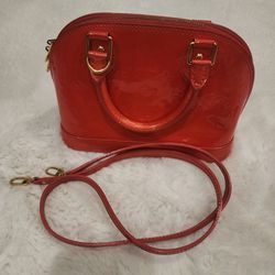 Authenic Louis Vuitton Alma BB Red Patent Shoulder Bag 