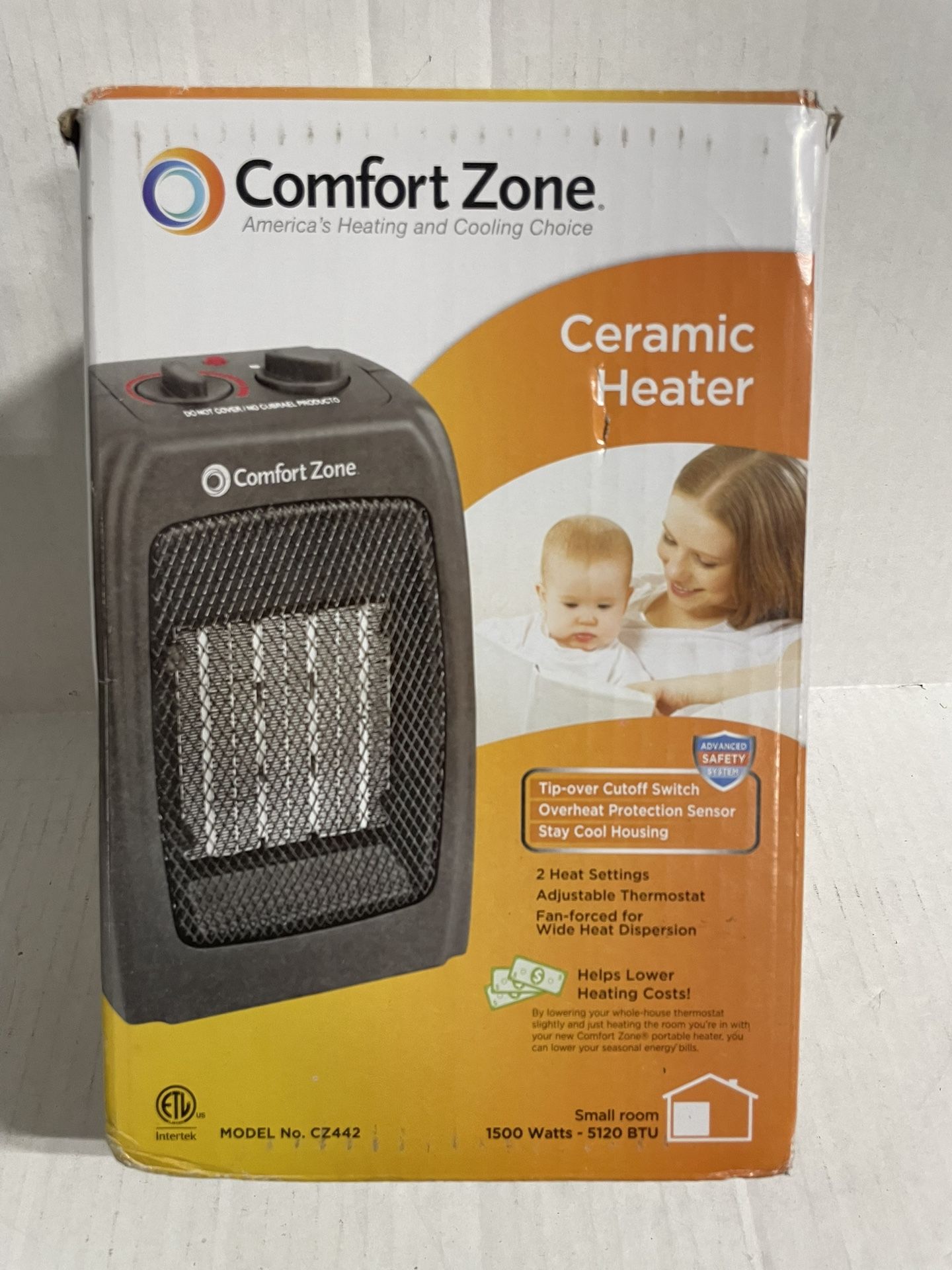  Comfort Zone Ceramic Heater Small Personal Size 