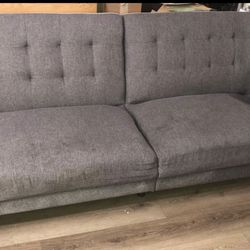 Split- Back convertible Futon Sofa Bed  Grey 77.5 “ with love seat