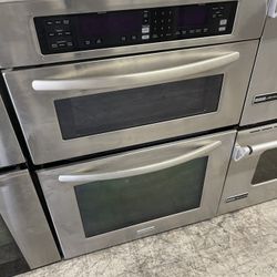 Kitchen Aid 30” Microwave Oven Combo In Stainless Steel Used