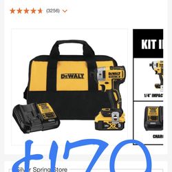 Dewalt 20 Volt Max Cordless Brushed 3 Speed 1/4 In Impact Driver Kit