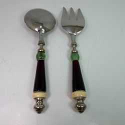 Decorative Salad Serving Set Spoon and Fork