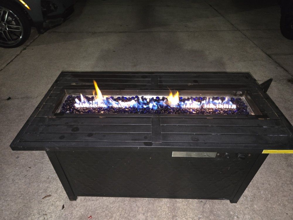 Fireplace table.