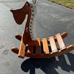 Vintage Wooden Pelican Rocking Toy 