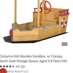 Kids Wooden Sandbox Boat