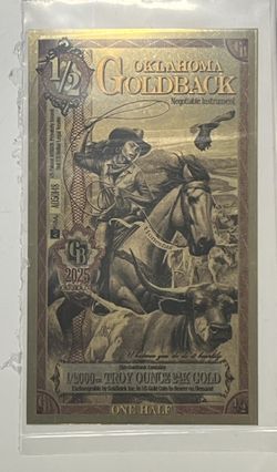 Oklahoma 1/2 Goldback 24kt Gold 