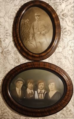 Pair Of Vintage Antique Bubble Glass  Picture Frames   