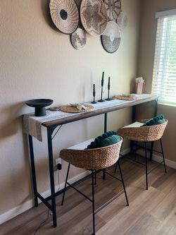 Rustic Brown - Industrial Bar Height Console Table 70.9in