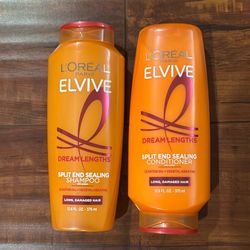 Loreal Elvive Dream Lengths SPLIT SEALING Shampoo And Conditioner With Castor Oil + Vegetal Keratin; For Long, Damaged Hair: 12.9 oz Each (2 For $6) 