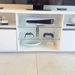 VASAGLE LED TV Stand – 63” White | Fits up to 70” TV | Like New