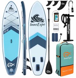 10’6” InnoExpo Inflatable Stand Up Paddle Boards Premium Accessories Wide Stable SUP Paddle Board
