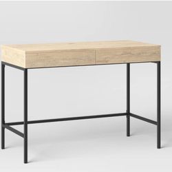 Wood Writing Desk with Drawers and Charging Station