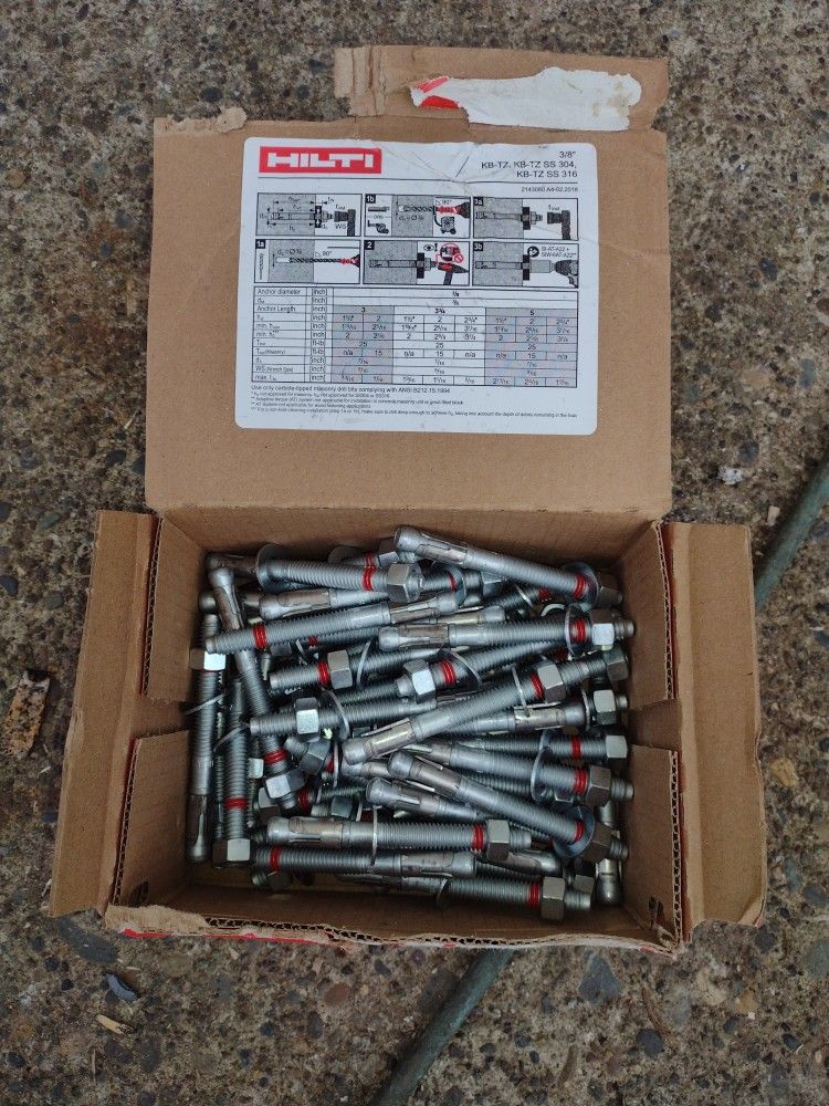 Hilti Stainless Steel Concrete Anchors 3/8 in. x 3-3/4 in. Kwik Bolt TZ2 304 Stainless Steel Concrete Anchor (50-pack)