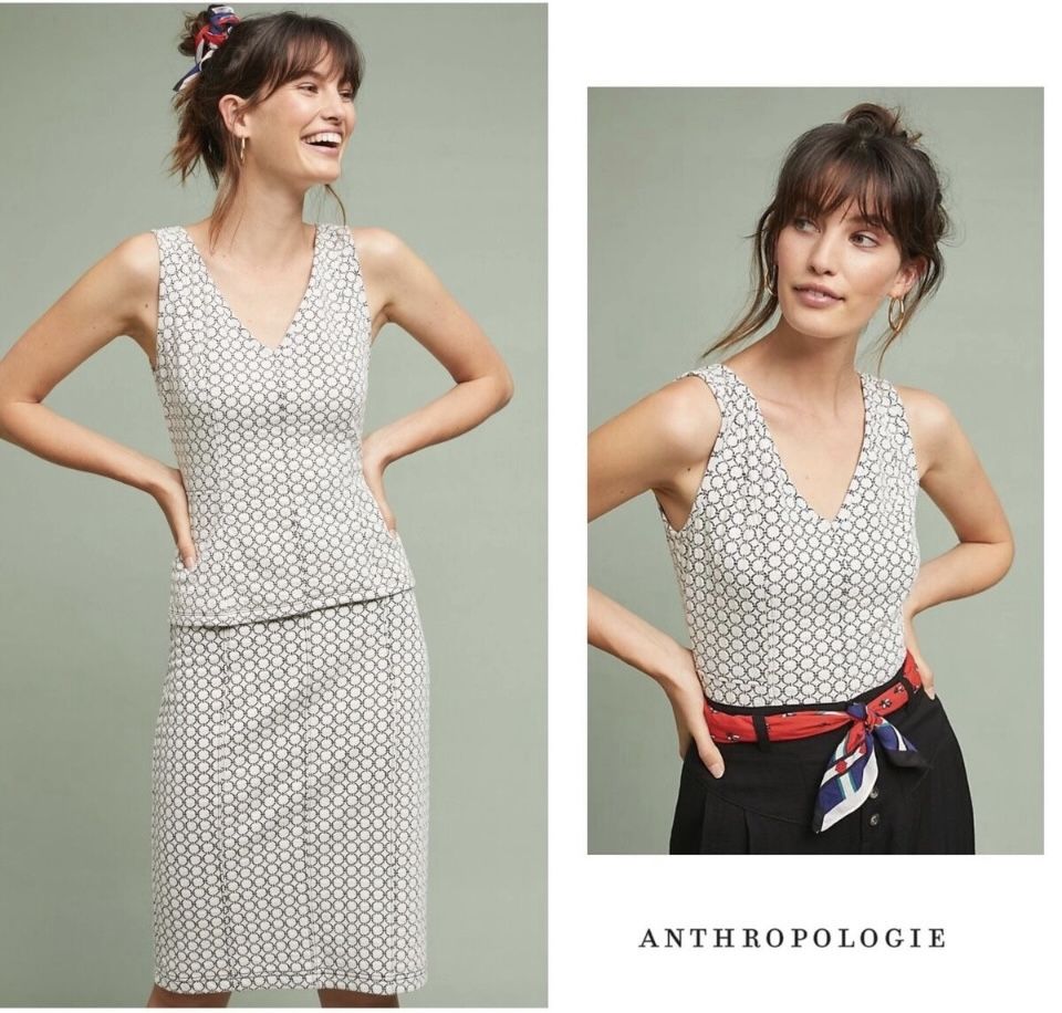 Anthropologie Maeve Astoria Peplum Top &  Pencil Skirt Set M