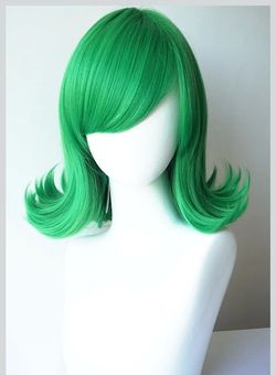 Short Green wig for women Green wavy green wig women costume synthetic wig 14inches for tatsumaki costume wig for women