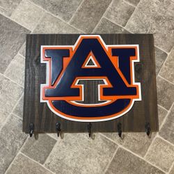Auburn University Coat Hanger/key Holder For Living Room Or Decorate His Man Cave Or She Shed.  Measures 16x12, New Condition.  Bold Orange And blue  