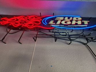 Bud Light Neon Sign with Flames