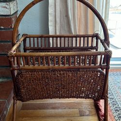 Vintage Rattan Magazine Rack