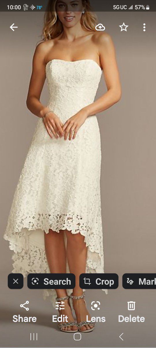 Davids Bridal Galina Lace Strapless Wedding Dress Size 26W