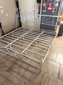 White king size Metal Bed Frame with LED lights