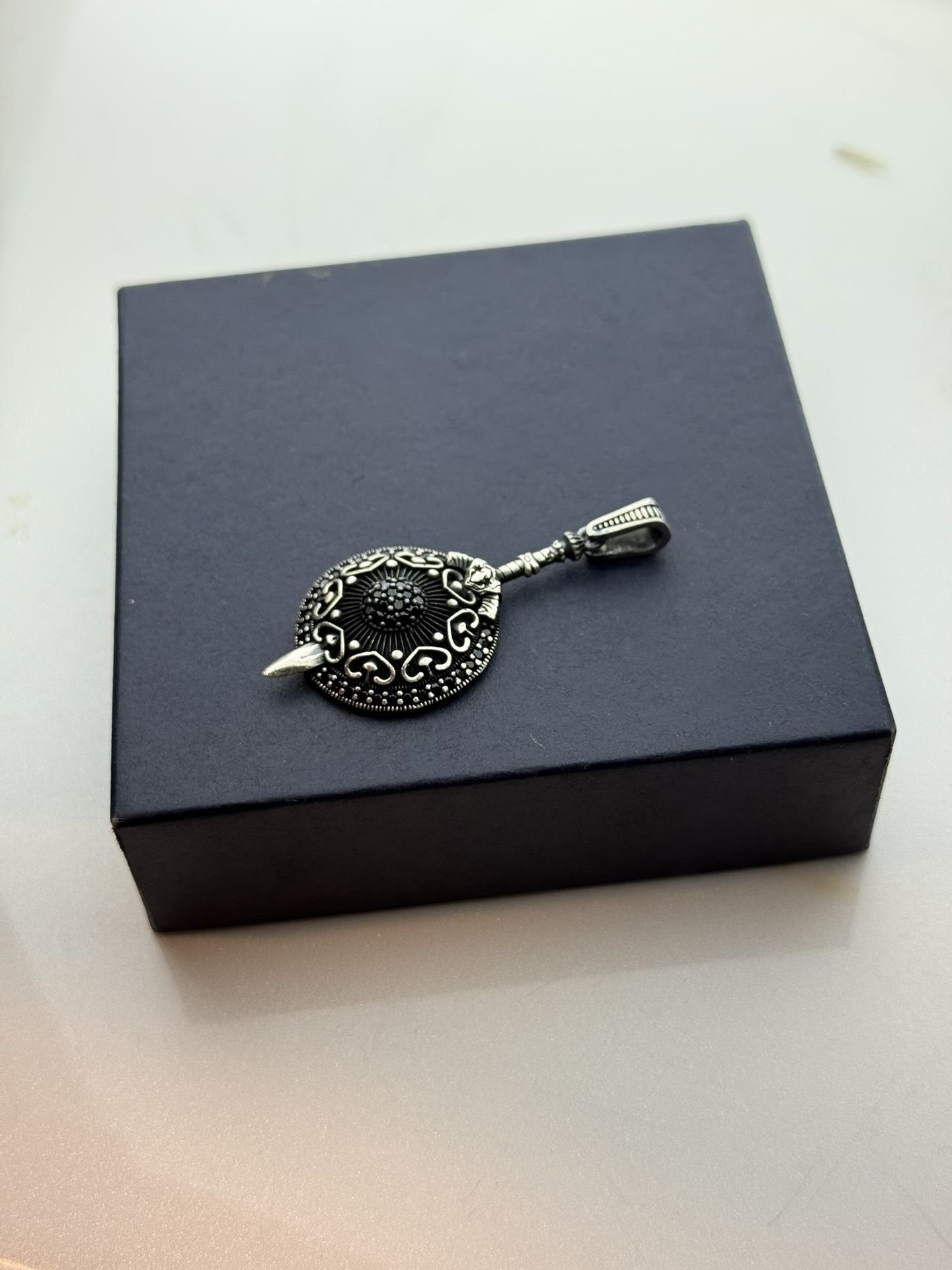 925 Sterling Silver Tribal Shield Pendant