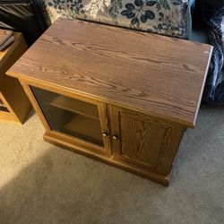 Wooden Storage Cabinet With Shelves & Glass Door Can Be Used As A TV Stand