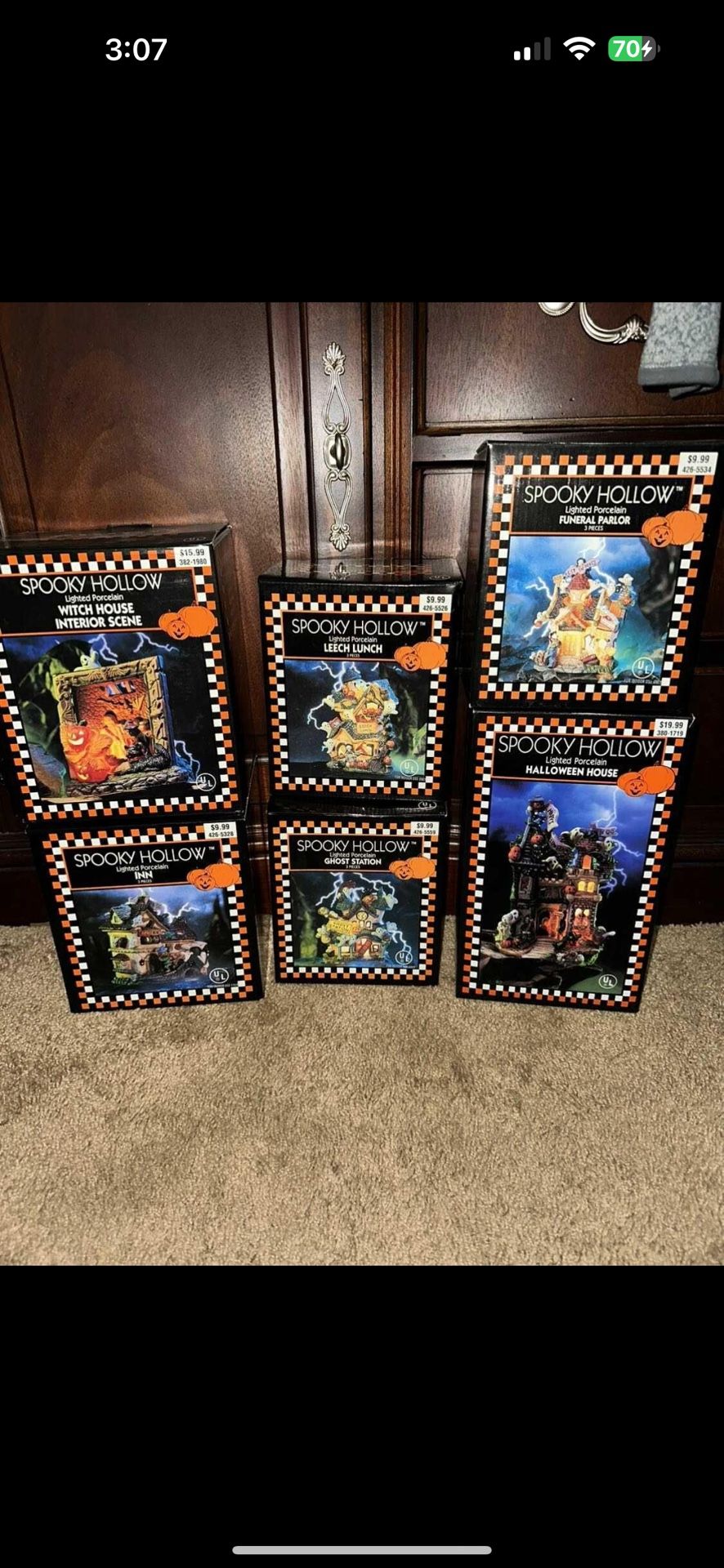 (6) 1998 Vintage Spooky Hollow Lighted Porcelain (Selling All Together)
