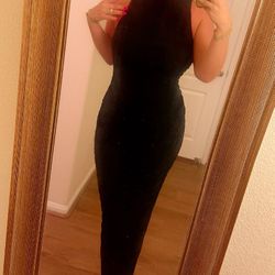 Long Black Mesh Dress 