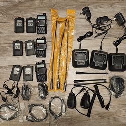 3 Baofeng UV-5R Two-Way Radio Sets + Extras
