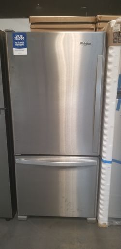 Refrigerator Stainless Bottom Freezer Whirlpool 30"W