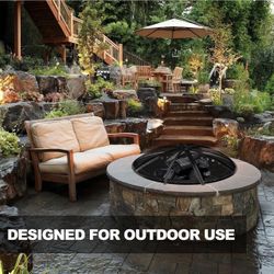 Outdoor Smokeless Fire Pit Ring 34 Inch Outer/30 Inch Inner Diameter, Heavy Duty Metal Round Liner Insert for Outside DIY Campfire or Bonfire Ring, Ab