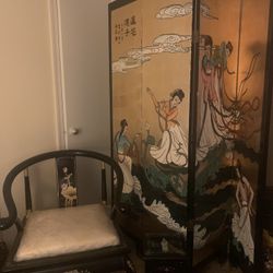 Asian Furniture , Divider, Chair, Cabinet, 4 Stacking tables, 4 Pictures…$900 Firm, Quality Set, No Breaking up the pieces.