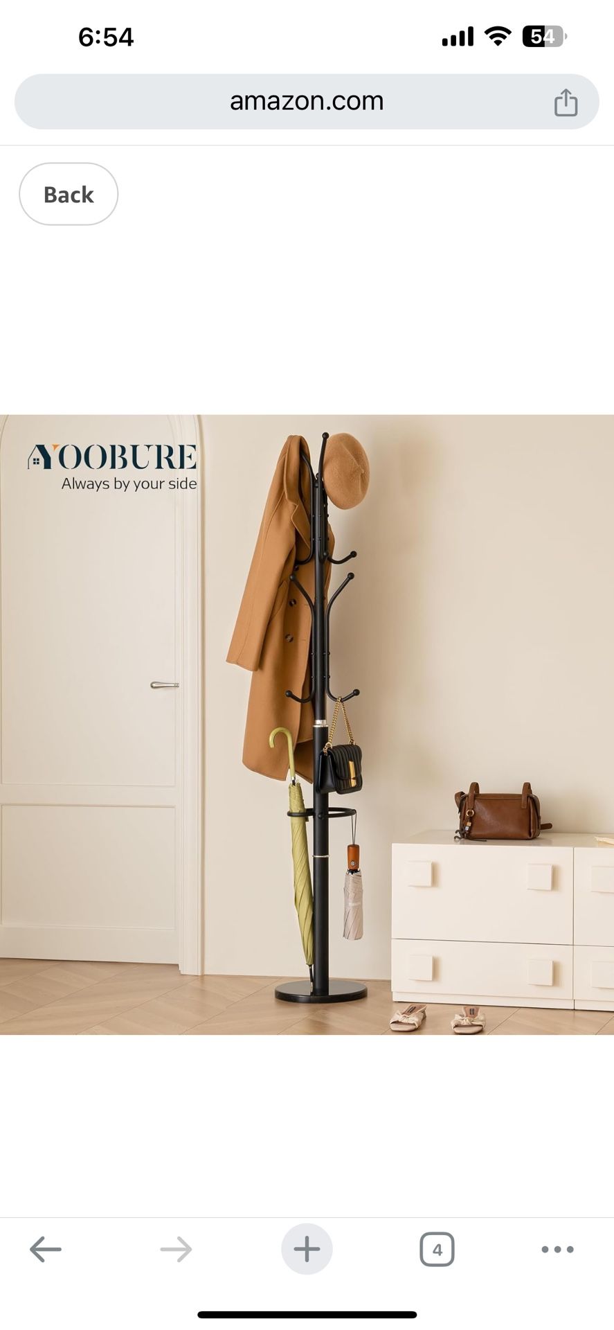 Metal Coat Rack Freestanding with Marble Base, Coat Tree with 12