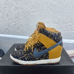 Size Womens 6/4y Kids-Nike Dunk Sky Hi Essential Aztec Premium Gold Wedge