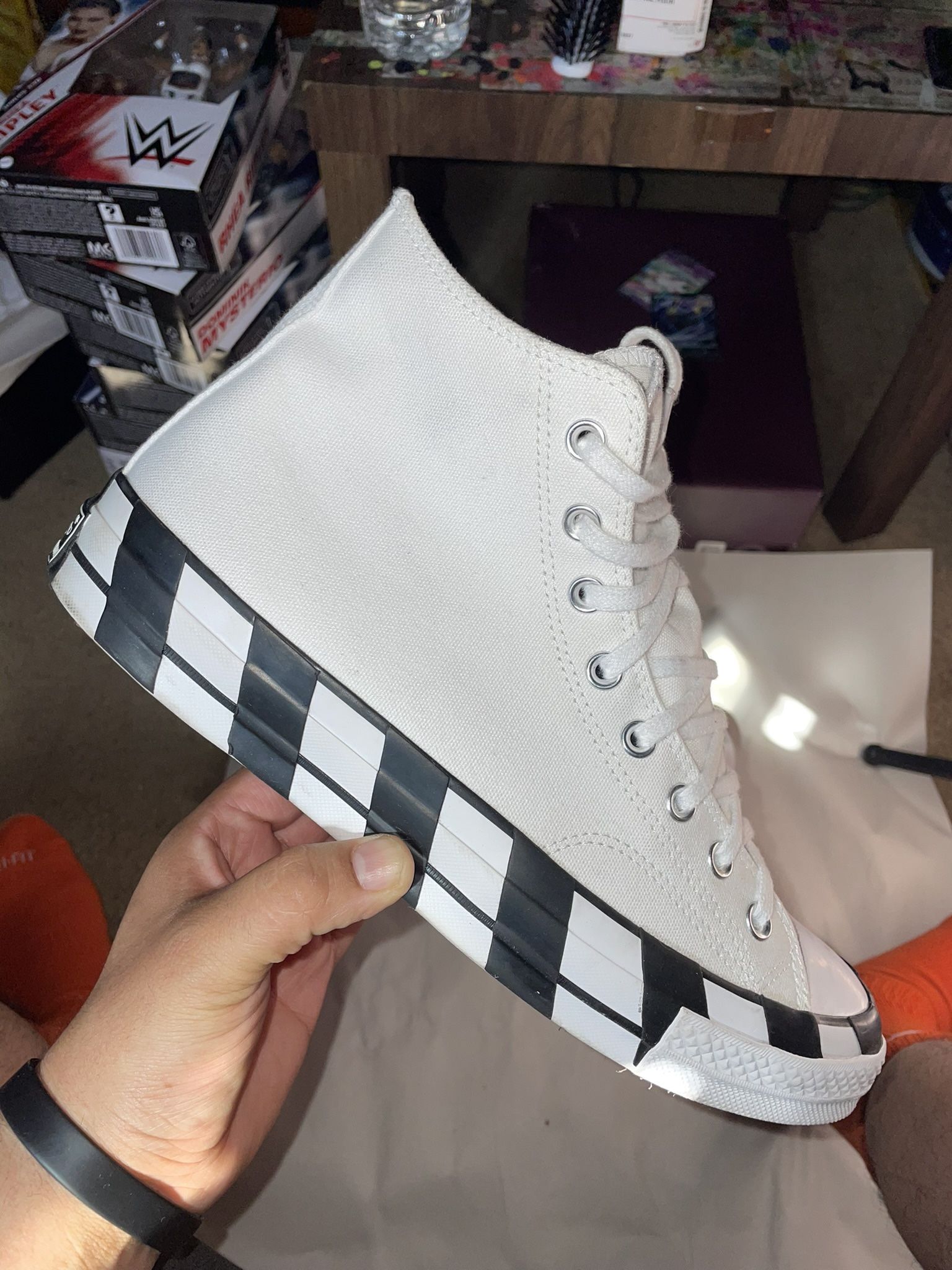 Converse Chuck 70 Off-White HI White Cone Black Sneakers Men Size 10.5 Pre-Owned