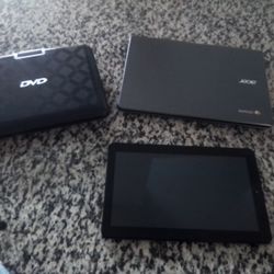 Chromebook, Portable DVD Player, And Tablet.