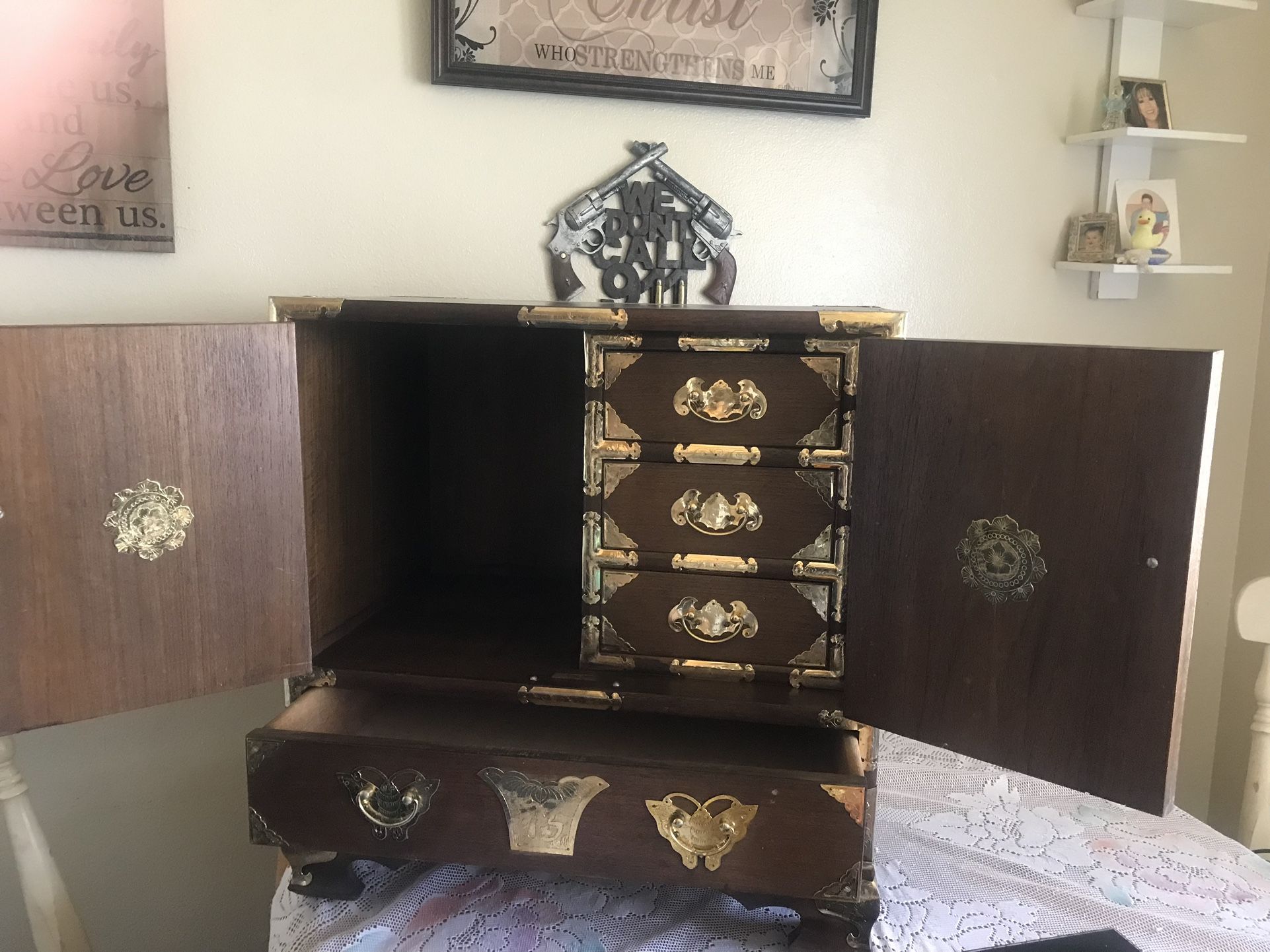 Korean Antique Tansu Butterfly Cabinet