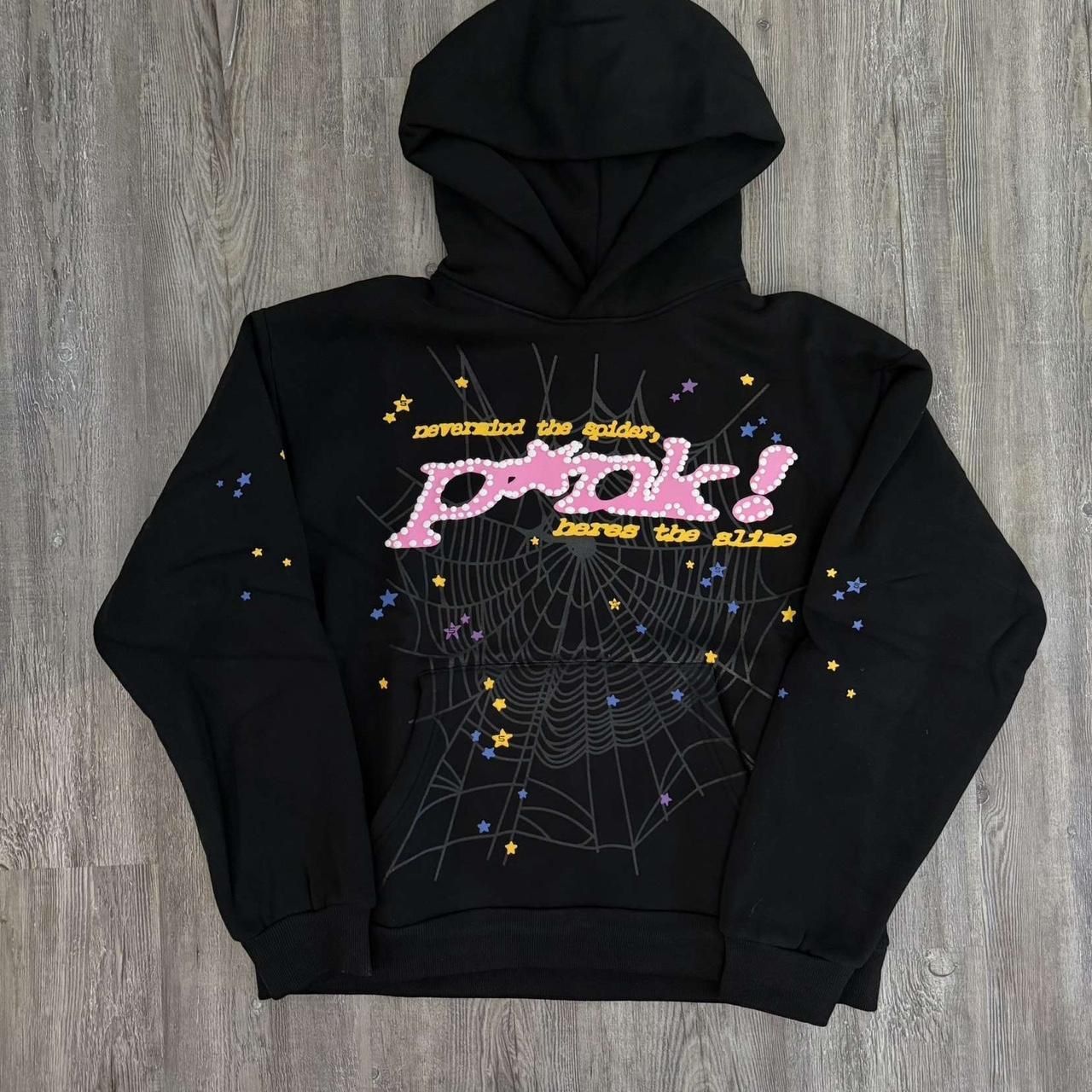 Sp5der Punk Hoodie Black Spider worldwide Pink