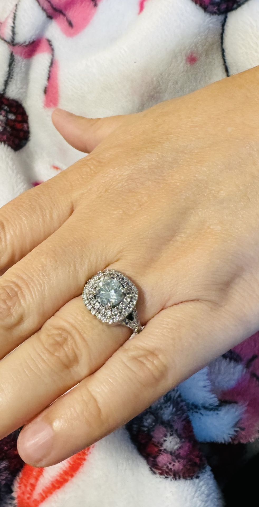 3.52 Ct Vvs 1 =:Blue White Round Moissanite Diamond Engagement Ring 925 Silver