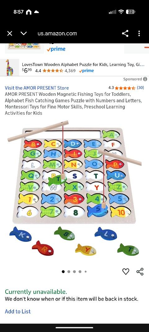 Kid's Alphabet Fishing Toy