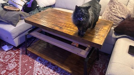 Real wood retractable coffee table with under storage!