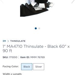 1" 3M  Thinsulate - Black 60" x 90 ft