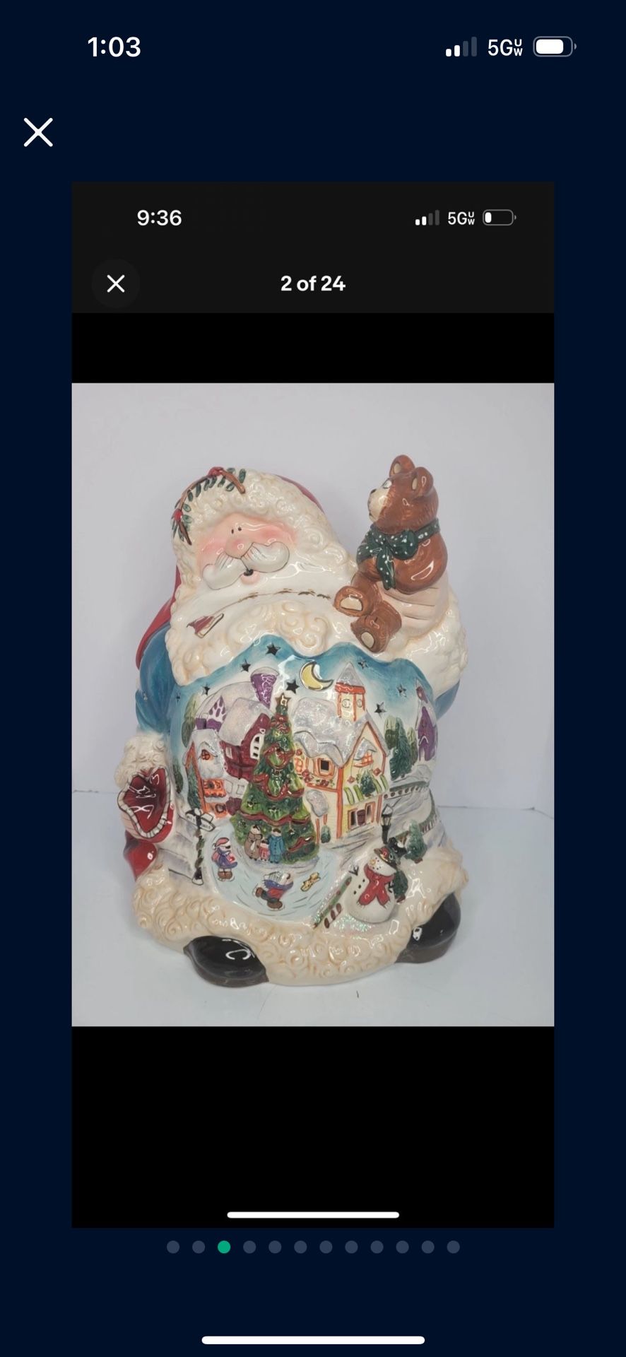 Christmas 15" Santa Tea Light Candle Holder Blue Sky Clayworks 