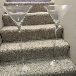 NEW! PAIR (2) 28” MARTINI GLASS VASES/ CENTERPIECES, WEDDING, ETC. 