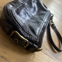 Coach Brown Patent Leather Wristlet