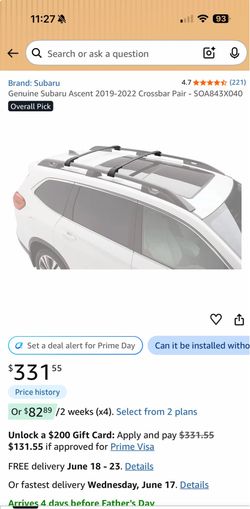 Subaru Ascent Adjustable Aero Cargo Crossbars Set